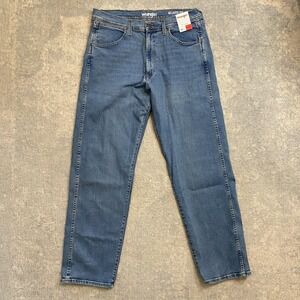 Wrangler Relaxed Fit Jeans Mens 34x32 Blue Medium Wash Stretch Straight Denim